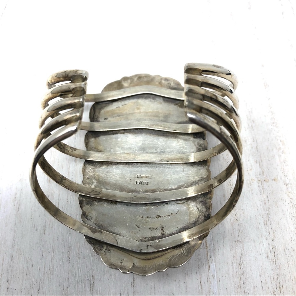 NAVAJO turquoise Sterling silver cuff, 112.7g - Picture 7 of 17